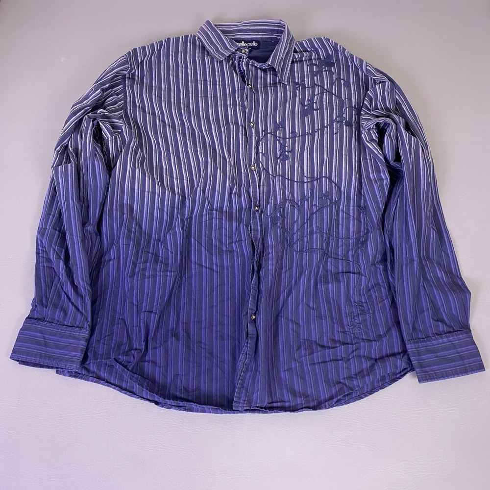 Pelle Pelle Button Up Shirt Men's Size 4XL Purple Striped Ombre 100% Cotton
